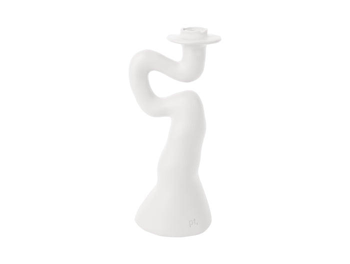 present time - Candleholder Organic Swirl large polyresin white