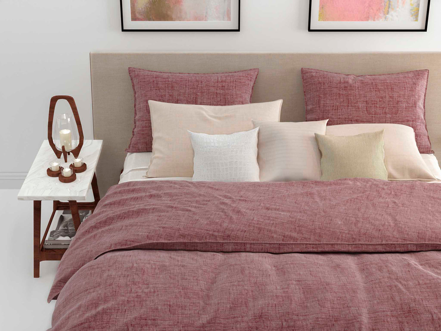 Zo Home Dekbedovertrek Katoen Lino Linnen Look wine red