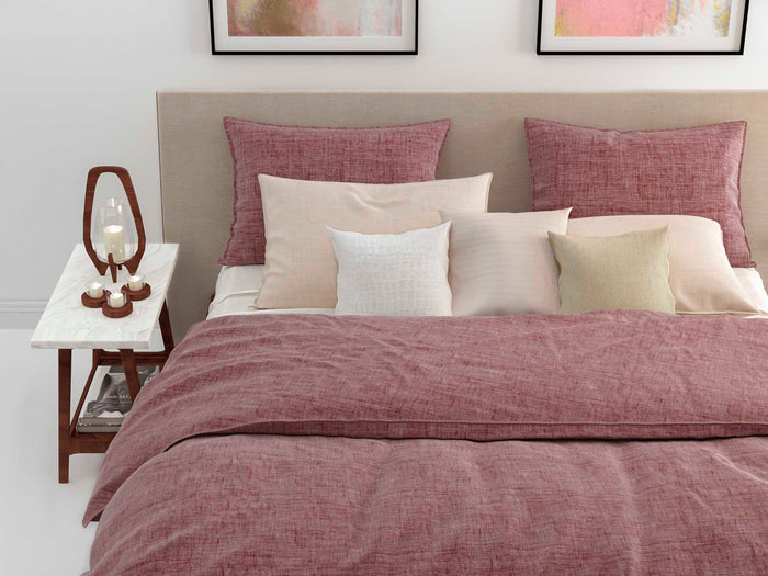 Zo Home Dekbedovertrek Katoen Lino Linnen Look wine red