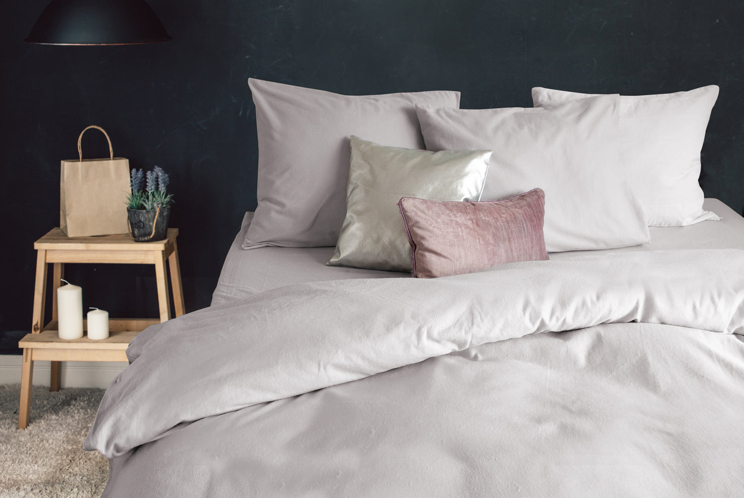 Eleganzzz Dekbedovertrek Flanel Uni licht grijs