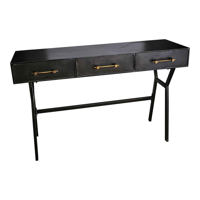 PTMD Jago Sidetable met 3 lades - 130 x 46 x 79 cm - Ijzer - Zwart