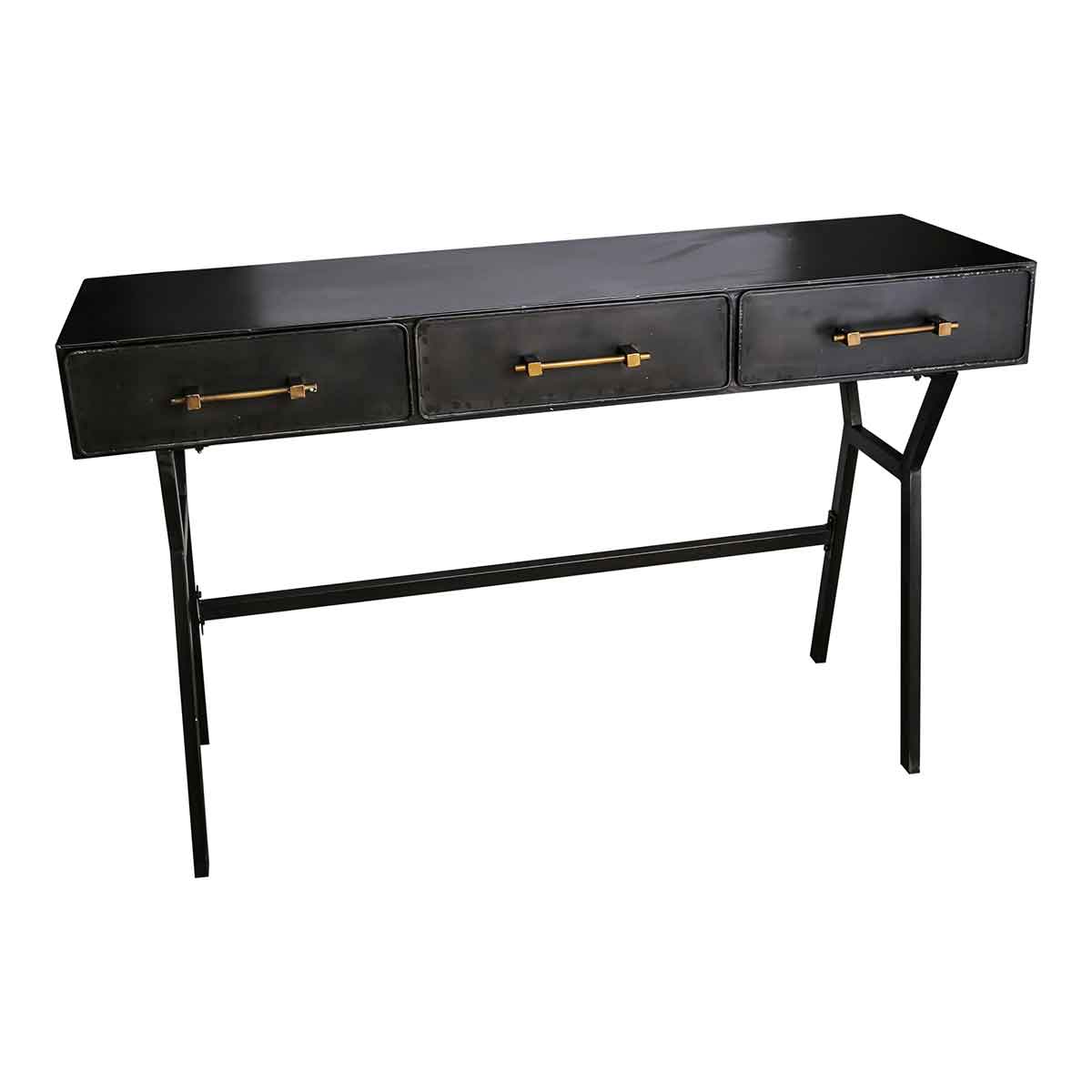 PTMD Jago Sidetable met 3 lades - 130 x 46 x 79 cm - Ijzer - Zwart