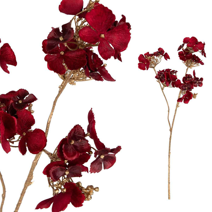 PTMD Hydrangea Flower Hortensia Kunsttak - 33 x 23 x 61 cm - Rood|goud