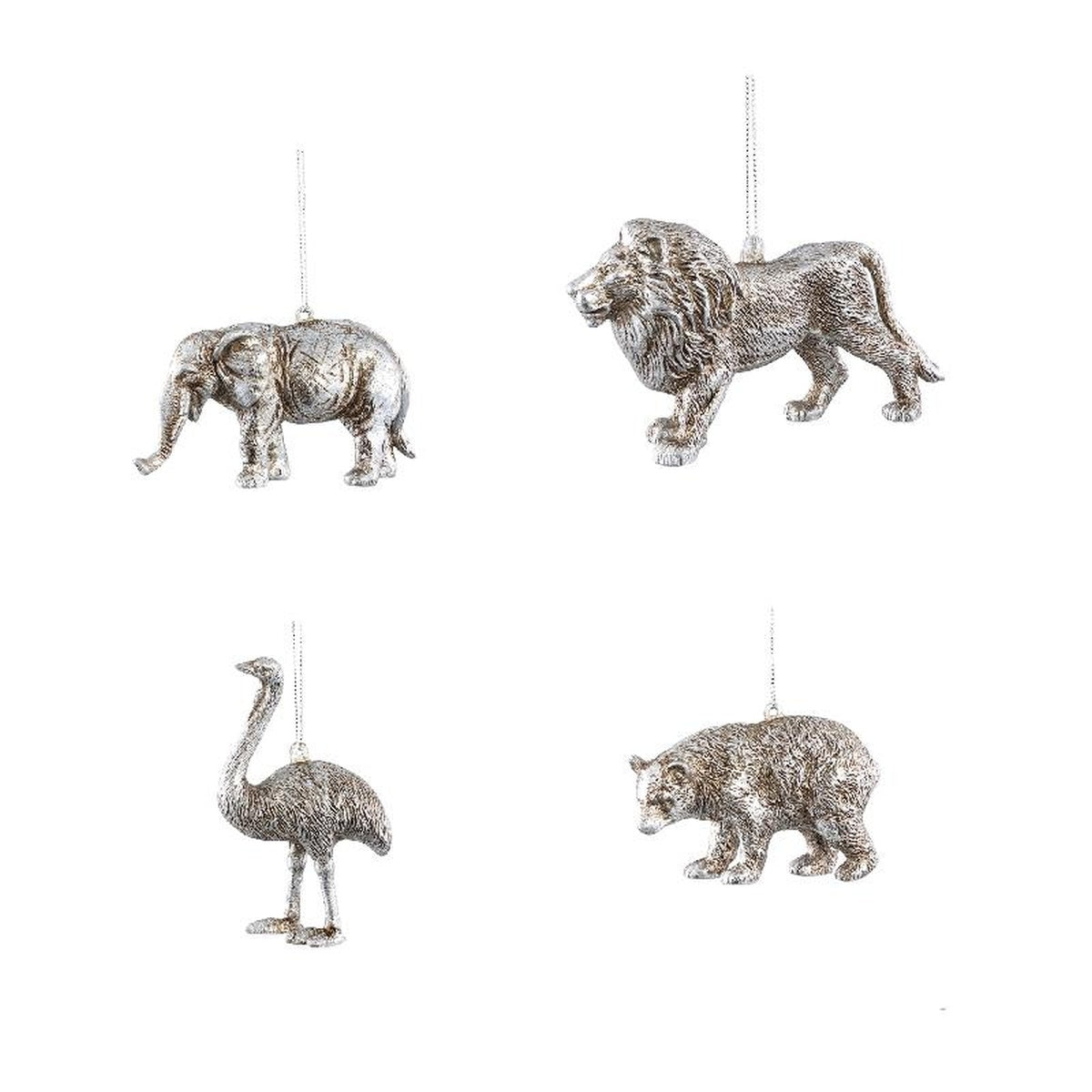 PTMD Kerstversiering Dier Niffler - 13x9x7 cm - Zilver - Set van 4