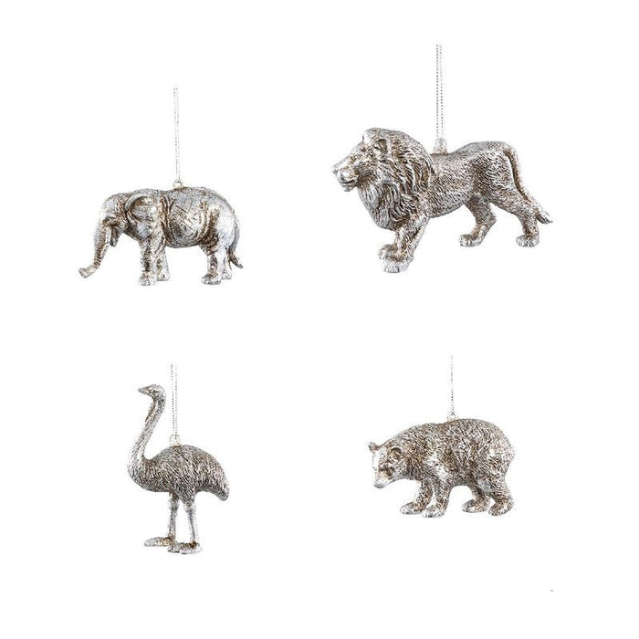 PTMD Kerstversiering Dier Niffler - 13x9x7 cm - Zilver - Set van 4