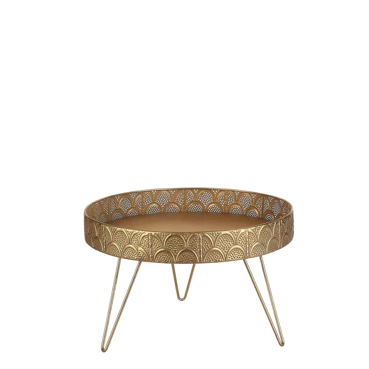 Mica Decorations Viola Dienblad - H22,5 x Ø35,5 cm - Op poten - Goud