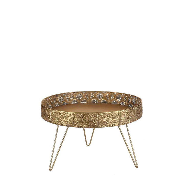 Mica Decorations Viola Dienblad - H22,5 x Ø35,5 cm - Op poten - Goud