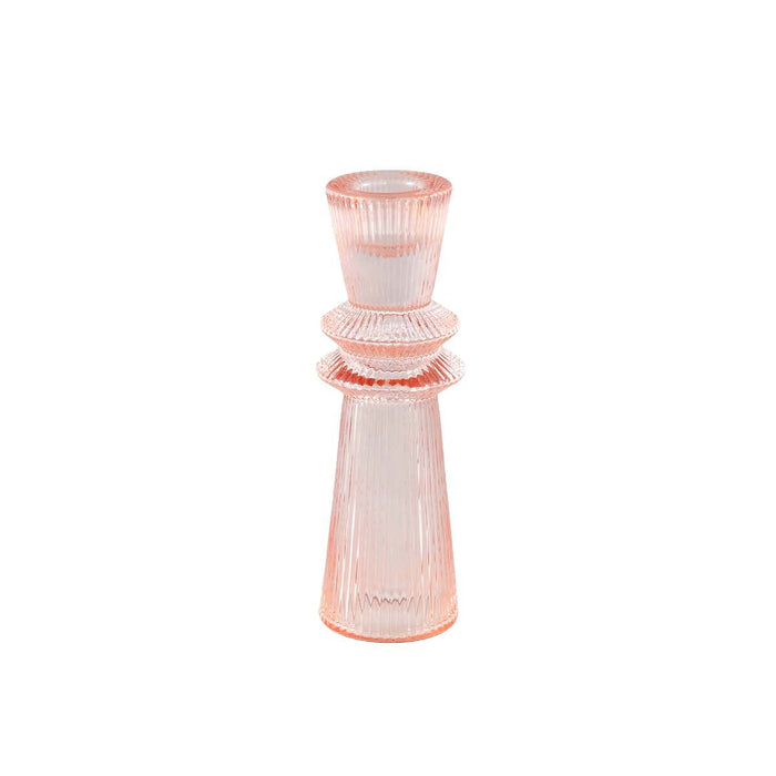 PTMD Linty Ronde Kandelaar - H15,5 x Ø5 cm - Glas - Roze