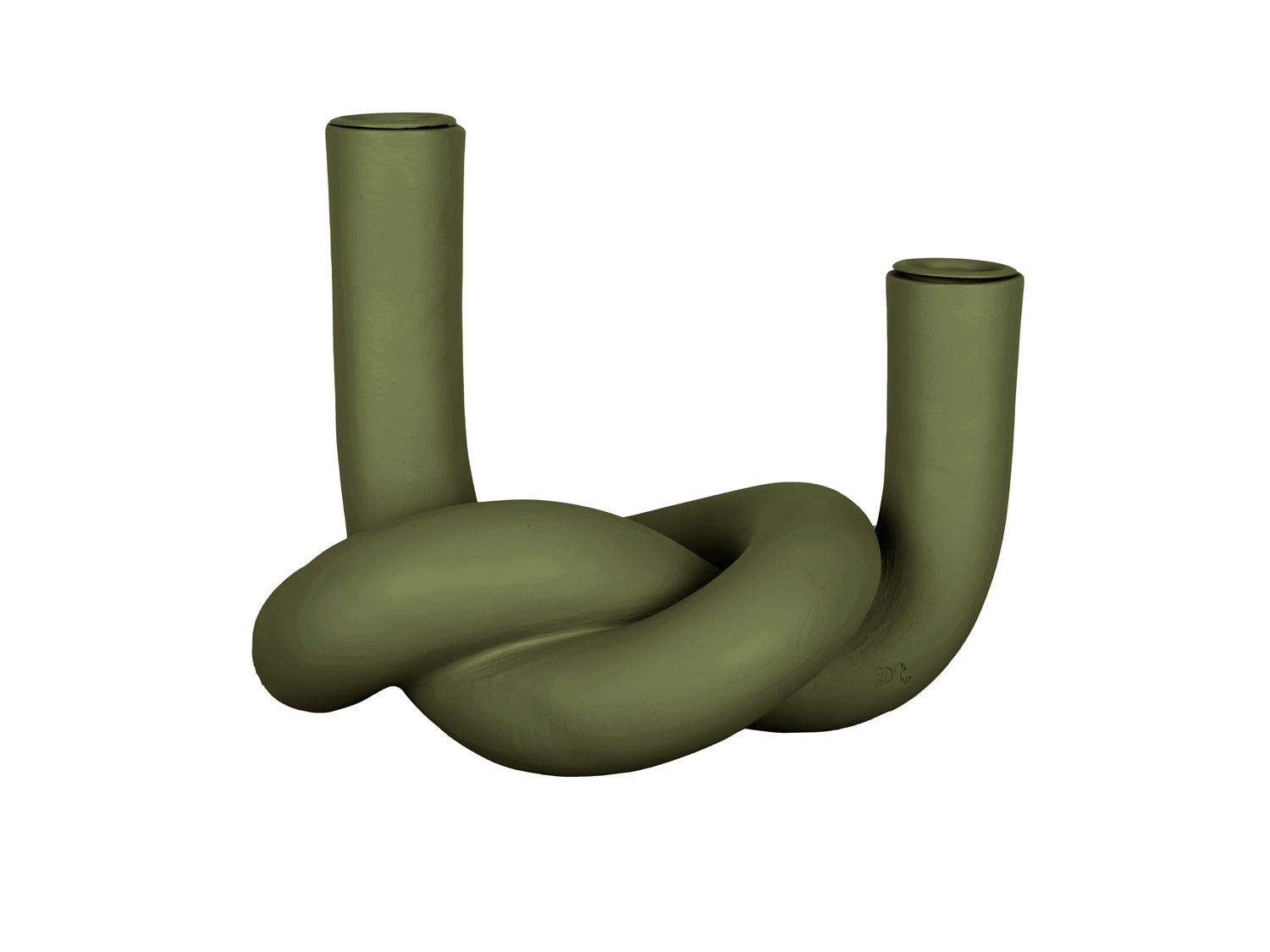 present time - Kandelaar Knot Dubbel - Groen - 13,6x14,8x18,3 cm