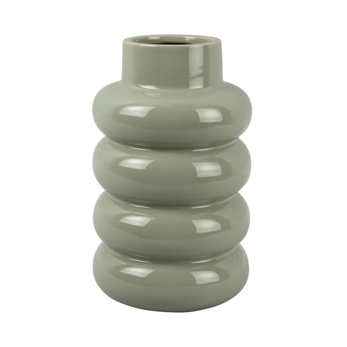 present time - Vase Bobbly Glazed ceramic large grayed jade