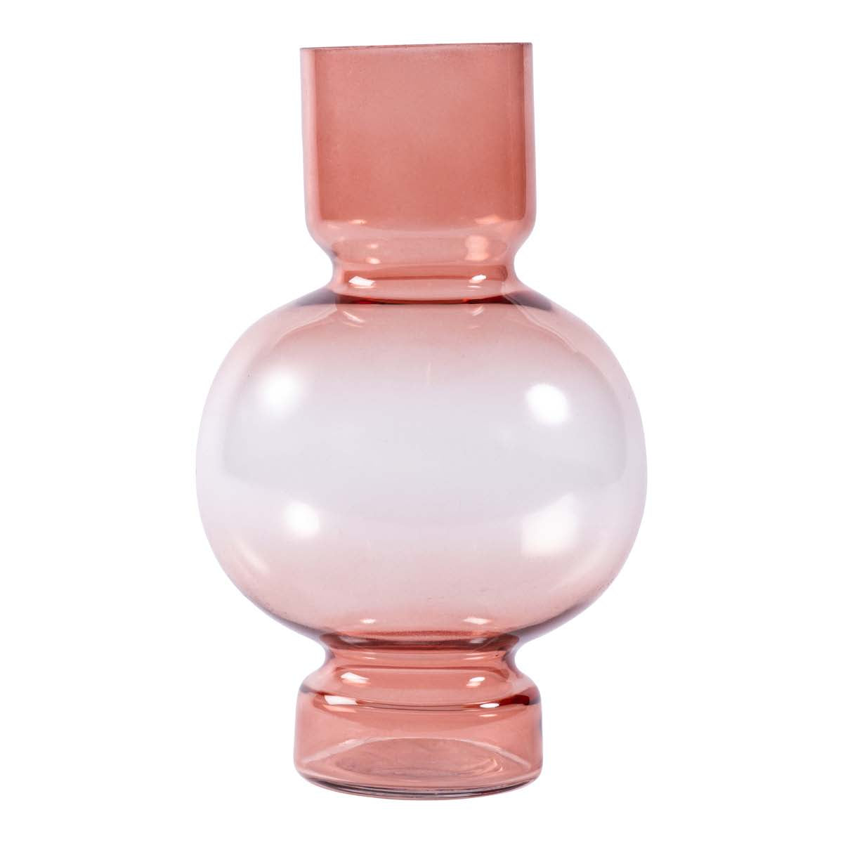 PTMD Selino Ronde Vaas - H24 x Ø15 cm - Glas - Roze