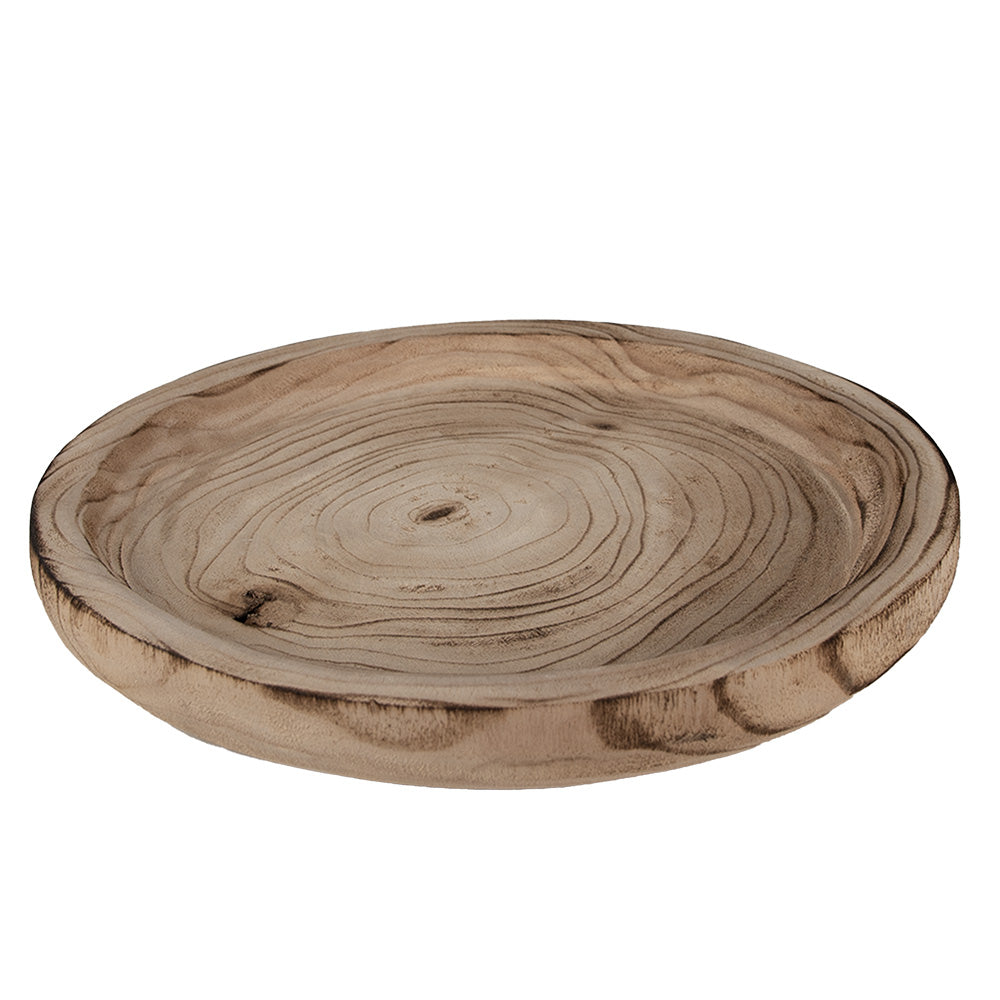 Clayre & Eef Decoratie schaal  Ø 26x3 cm Bruin Hout Rond Fruitschaal
