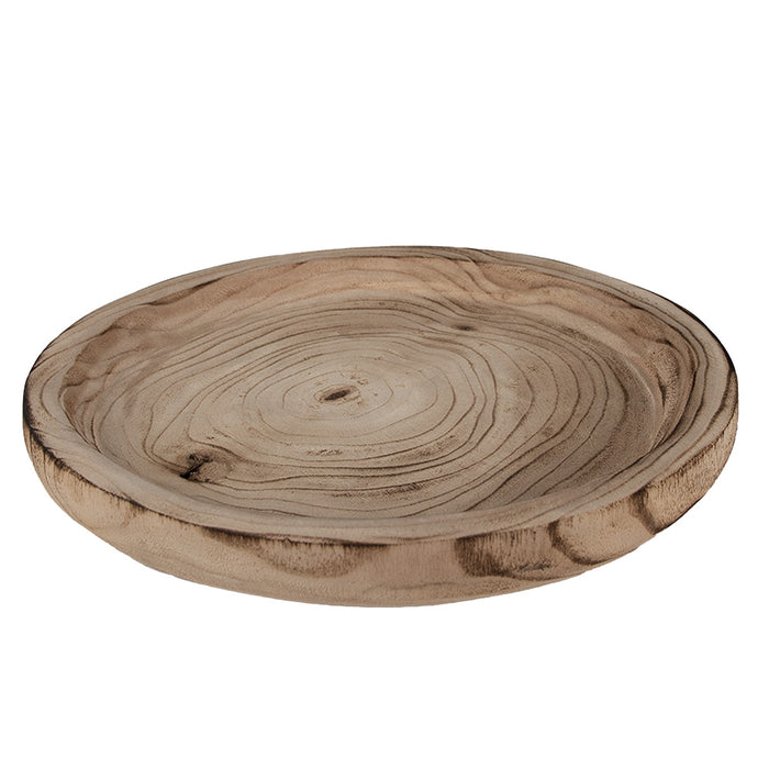 Clayre & Eef Decoratie schaal  Ø 26x3 cm Bruin Hout Rond Fruitschaal