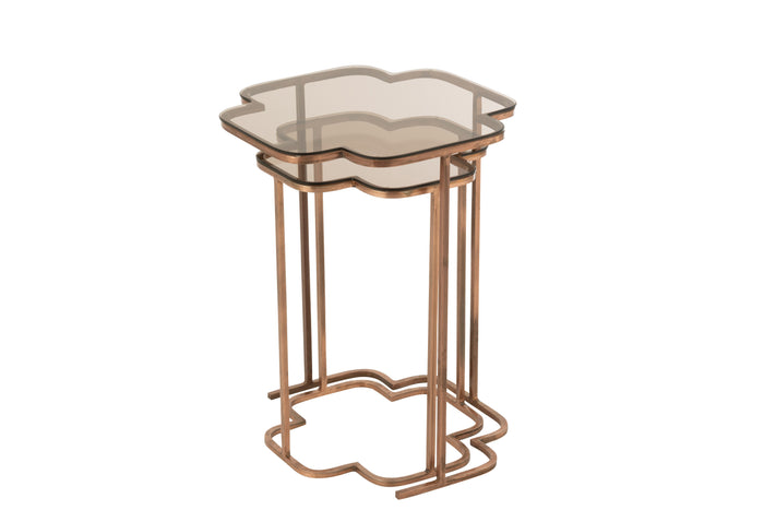 J-Line bijzettafel Ones - metaal - koper - 2 stuks