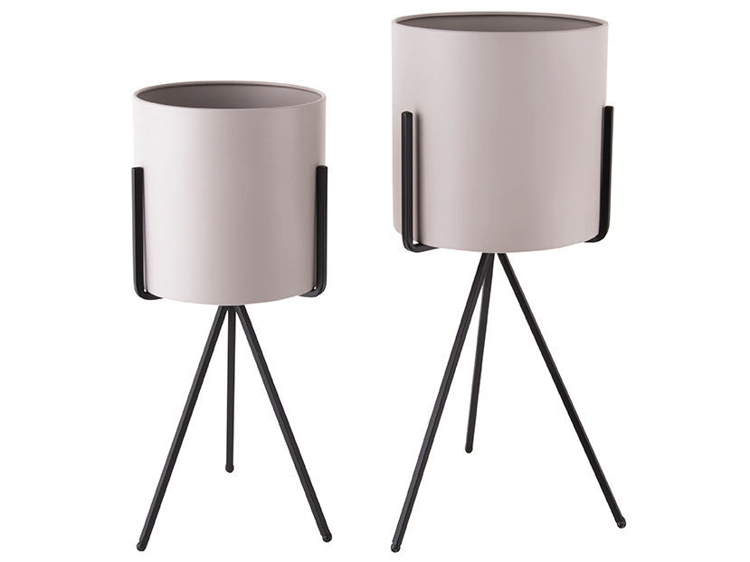 present time - Bloempot set Pedestal XL - Warm Grijs - Ø23cm & Ø20cm