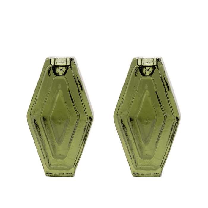 Brût Homeware, Set van 2 Kaarshouder Hexagon, smokey green