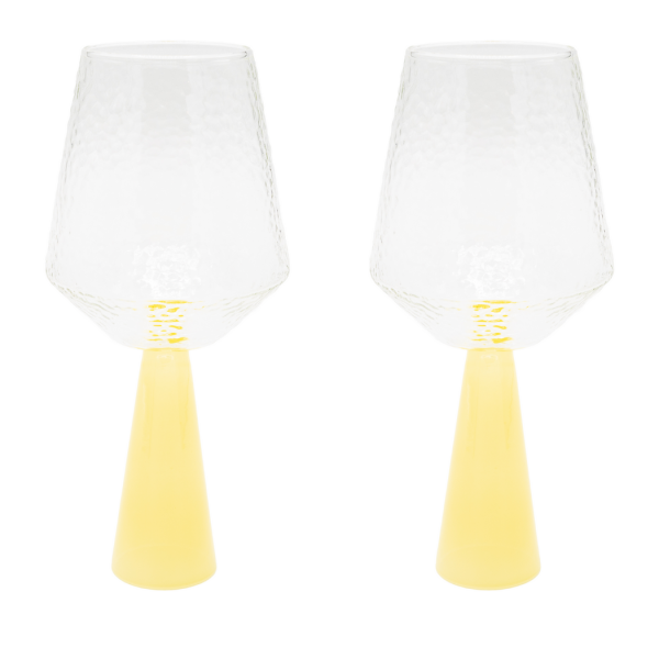 Brût Homeware, Wijnglas Claude, helder | geel topaas, set van 2