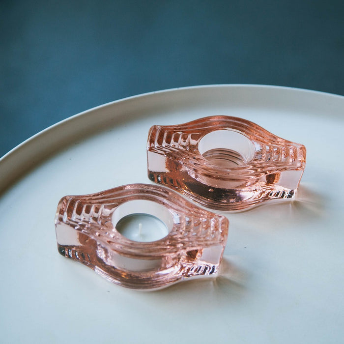 Brût Homeware, Set van 2 Waxinelichthouder Round, blush pink