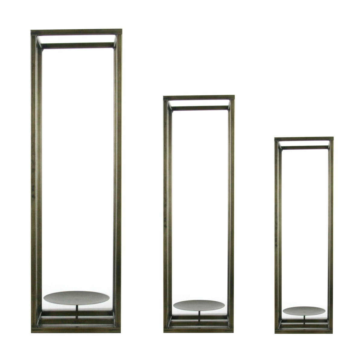 DKNC - Kandelaar Malmo - Metaal - 17x17x64cm - Set van 3 - Grijs