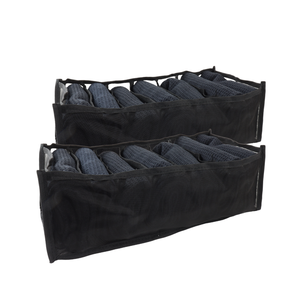 Nordix Kledingkast Organizer Opbergsysteem Lade 7 Vakken Zwart 2 stuks