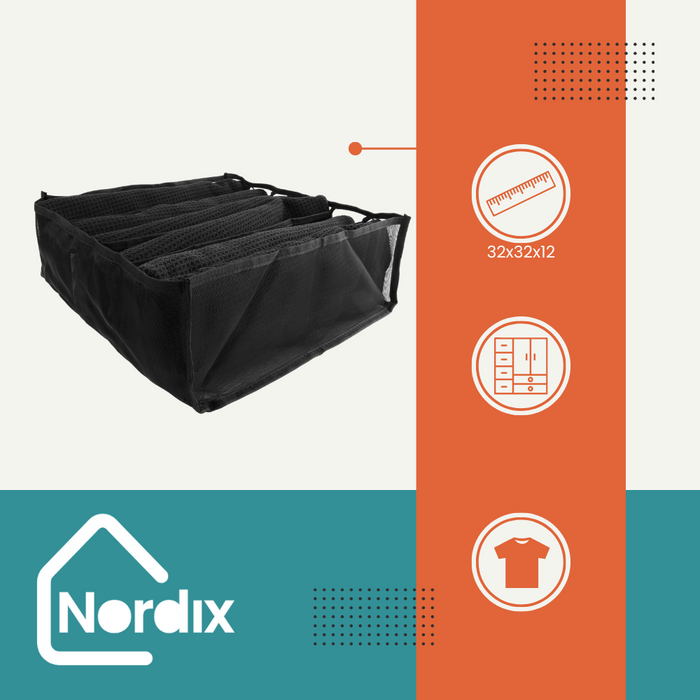 Nordix Kledingkast Organizer Opbergsysteem Lade 6 vakken Zwart 2 st...