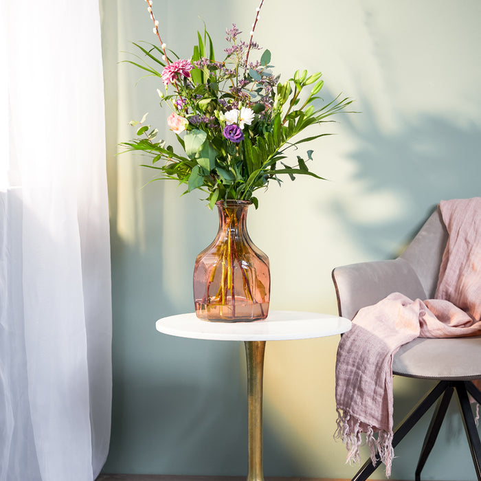 Light&living Bijzettafel Ø48x53 cm RICKERD wit marmer+antiek brons