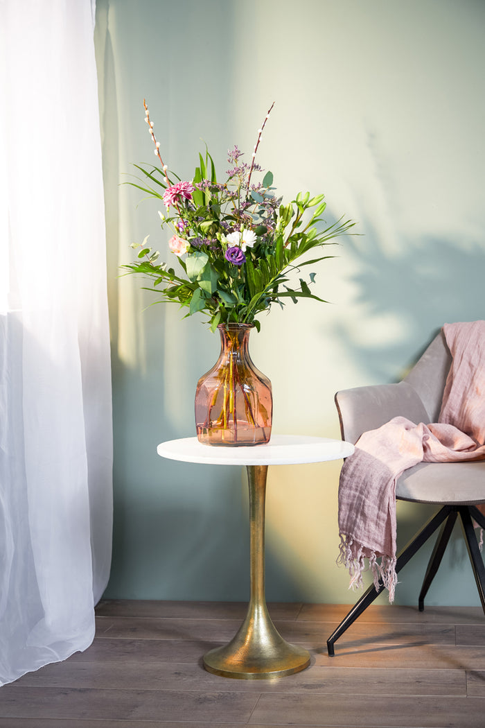 Light&living Bijzettafel Ø48x53 cm RICKERD wit marmer+antiek brons