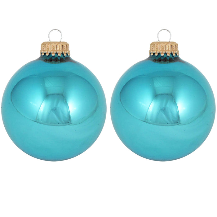 Krebs kerstballen - 8x st - turquoise blauw - 7 cm - glas