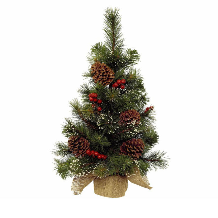 Everlands Kerstboom - kunst - mini - inclusief versiering - 45 cm