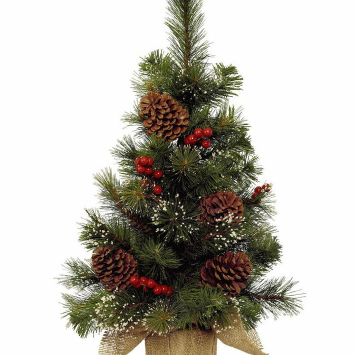 Everlands Kerstboom - kunst - mini - inclusief versiering - 45 cm
