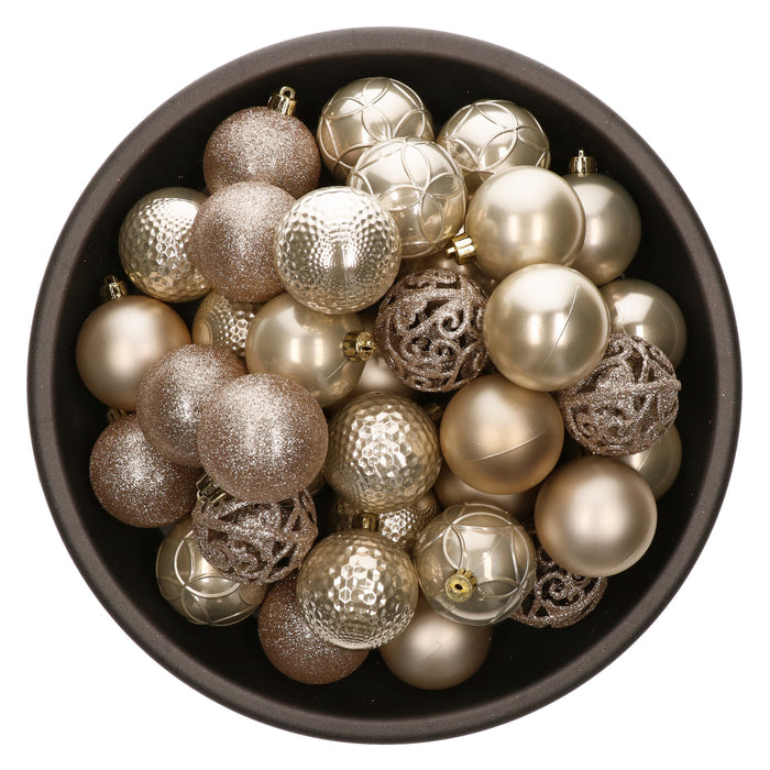 Bellatio decorations Kerstballen - 37x st - champagne - 6 cm