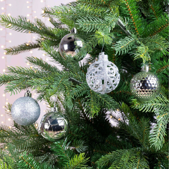 Decoris Kerstballen - 37ST - zilverkleurig - 6 cm - mat en glans