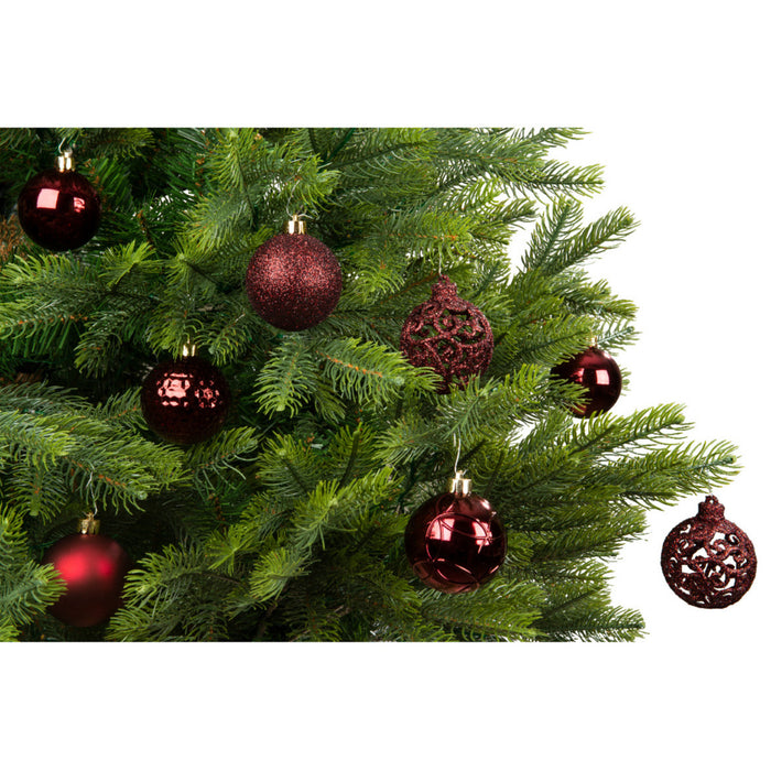Bellatio Decorations Kerstballen - 37x - kunststof - rood - 6cm