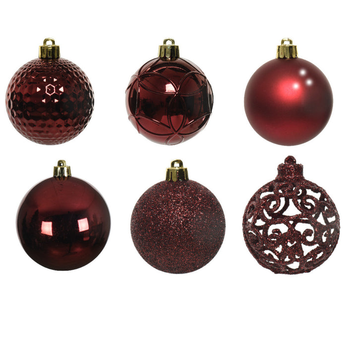Bellatio Decorations Kerstballen - 37x - kunststof - rood - 6cm