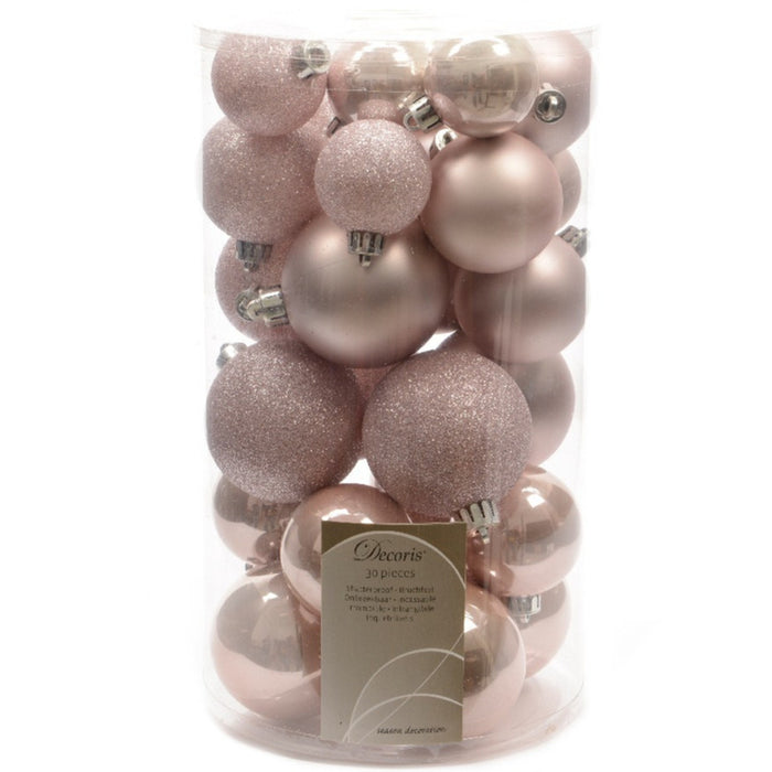 Decoris kerstballen - 30x st - lichtroze - 4-5-6 cm - kunststof