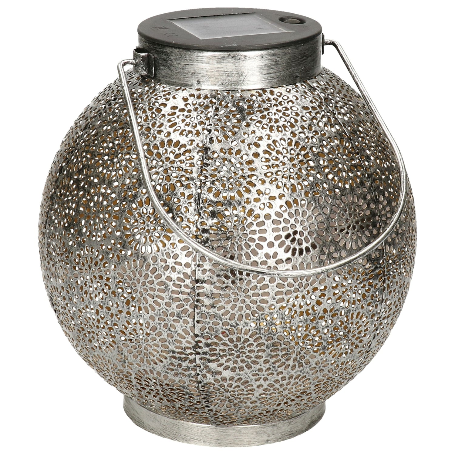 Anna's collection Solar lantaarn - zilver - metaal - 14 x 16 cm