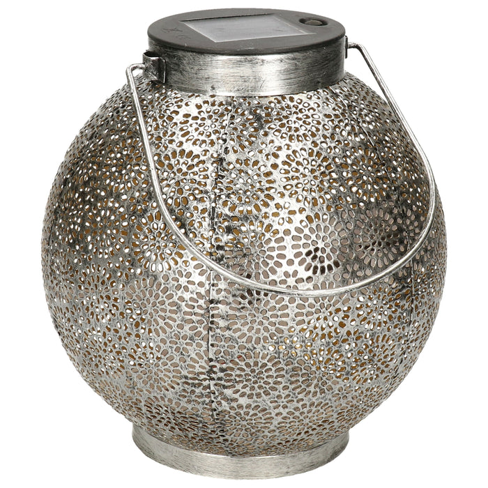 Anna's collection Solar lantaarn - zilver - metaal - 14 x 16 cm