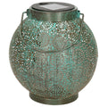 Anna's collection Solar lantaarn - turquoise - metaal - 14 x 16 cm