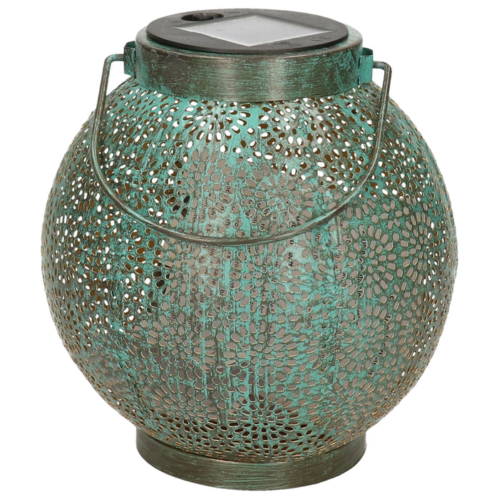 Anna's collection Solar lantaarn - turquoise - metaal - 14 x 16 cm