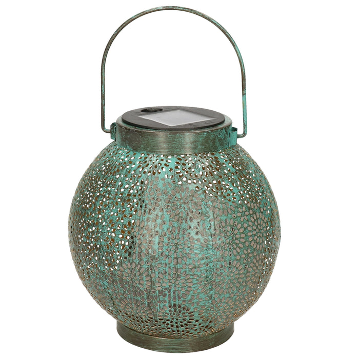 Anna's collection Solar lantaarn - turquoise - metaal - 14 x 16 cm