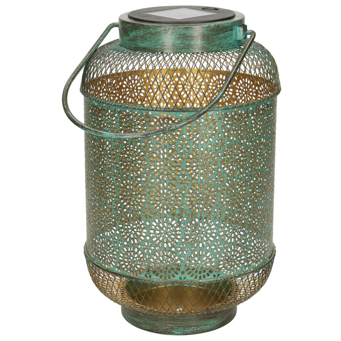 Anna's collection Solar lantaarn - turquoise - metaal - 16 x 26 cm