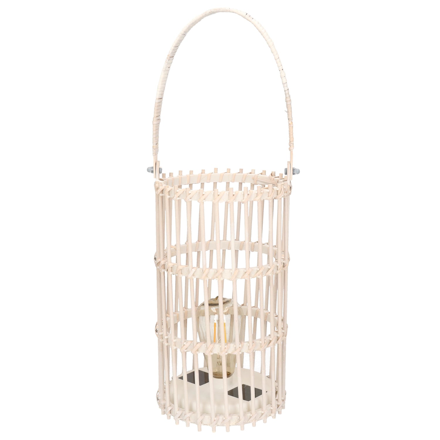 Anna's Collection Lantaarn - wit - solar - bamboe - 32 cm