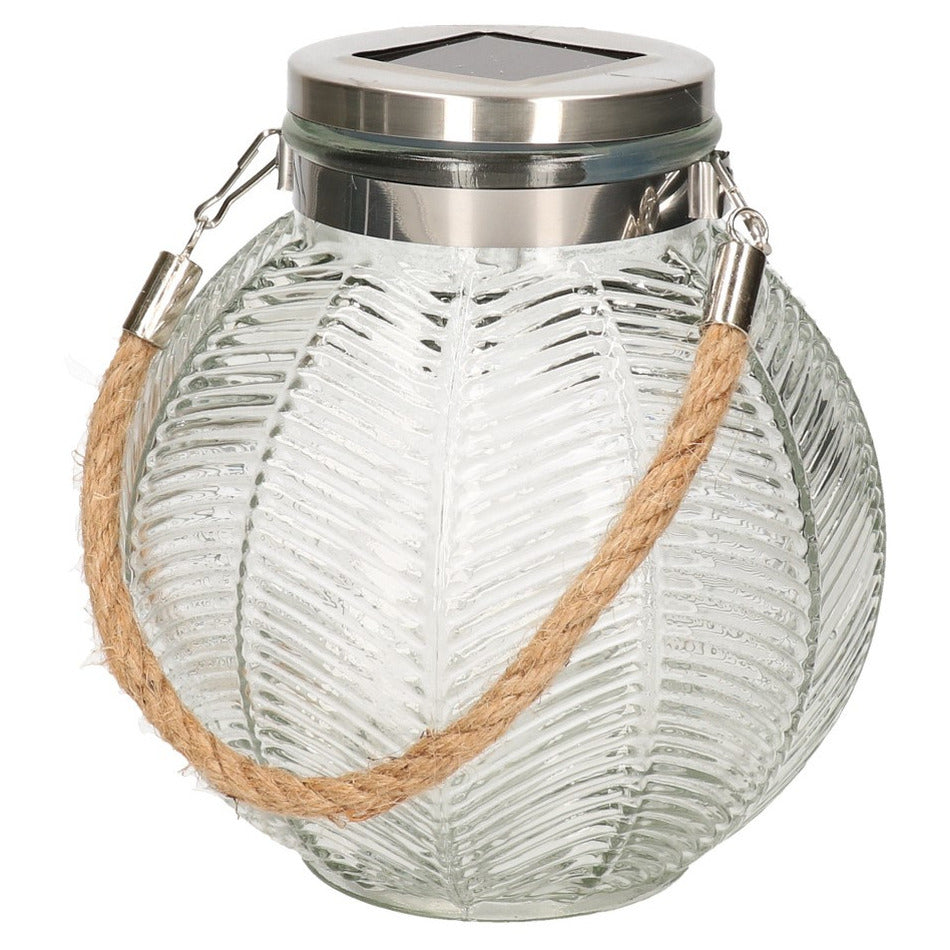 Anna's Collection Lantaarn - solar - transparant - glas - 16 cm