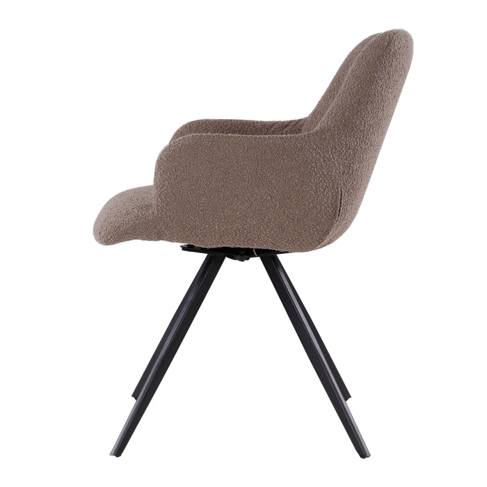 Livingfurn - Giga Meubel - Eetkamerstoel Doreen Bouclé Bruin Draaibaar