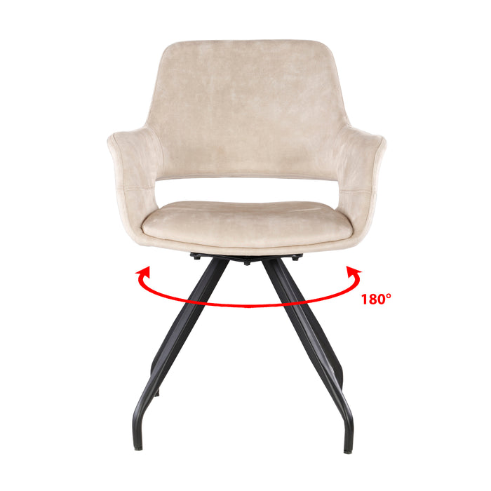 Livingfurn - Giga Meubel - Eetkamerstoel Capp Beige Velvet