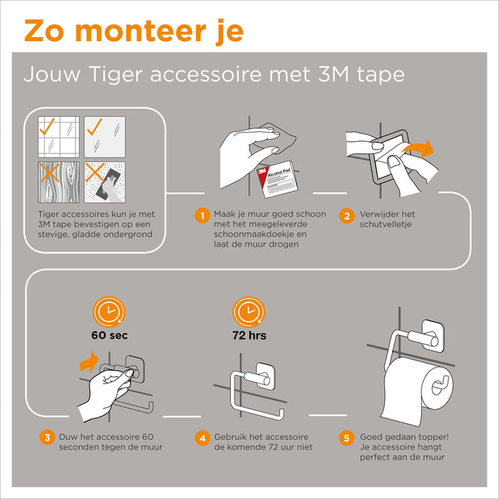 Tiger Colar Toiletrolhouder met Klep - Zwart