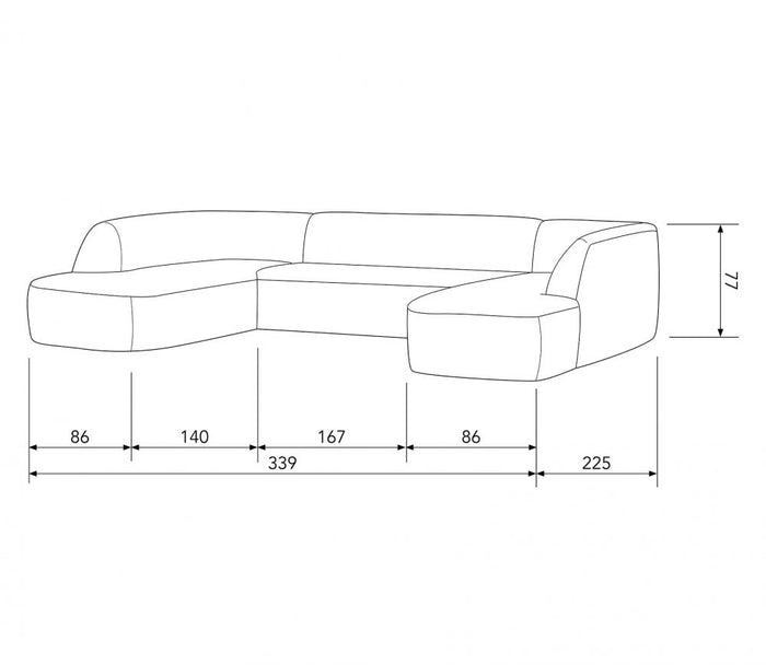 WOOOD Sloping U-bank – Chenille - Naturel Melange