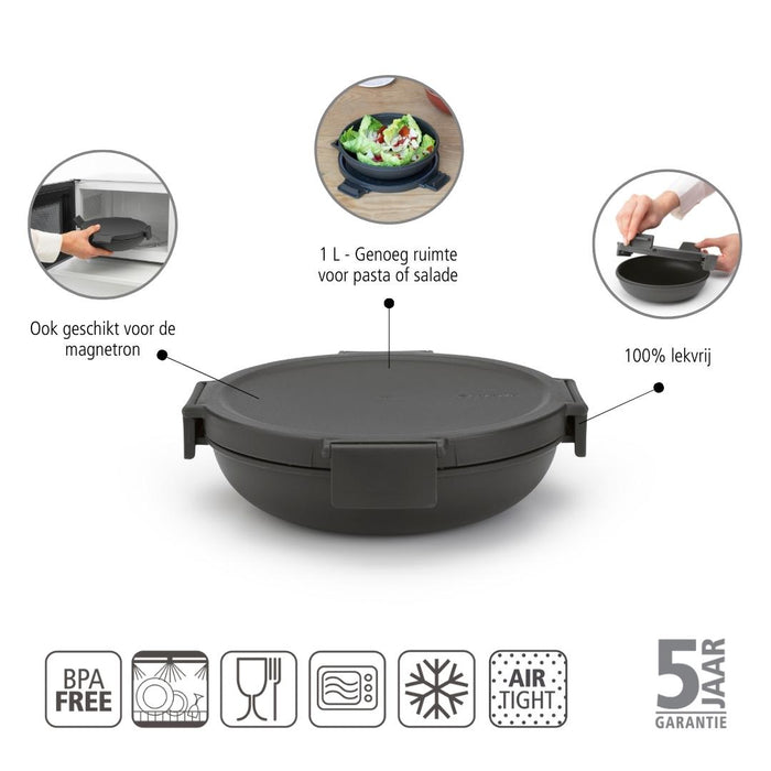 Brabantia Make & Take Lunchbox 1 L - Kunststof - Dark Grey