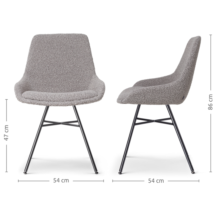 Nolon Noa-Isa Eetkamerstoel Bouclé Taupe - Stof - Zwart Onderstel