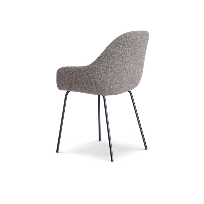 Nolon Nora-Mae Eetkamerstoel Bouclé Taupe - Armleuning - Zwarte Poten